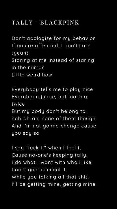 Tally - Blackpink #lyrics