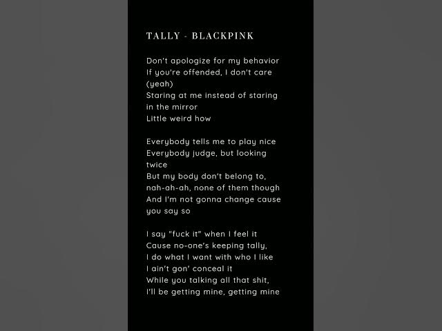 Tally - Blackpink #lyrics
