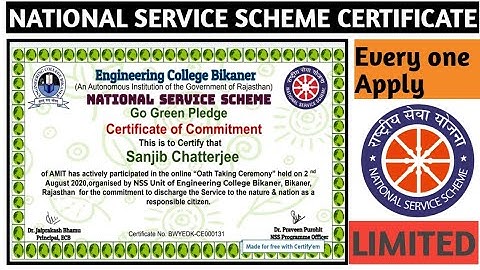 NSS Free Certificate | National Service scheme Online Course With Certificate | Free Diffance Certif