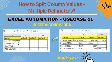 UseCase 11 - How to Split Column Values - EXCEL AUTOMATION #excel #usecases #rpa #snow