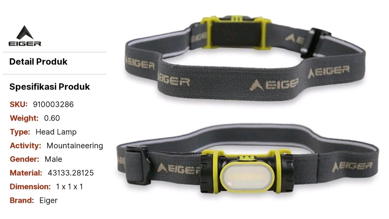 SENTER KEPALA CRITE HEADLAMP EIGER MULTIFUNCTIONAL 910003286 YouTube