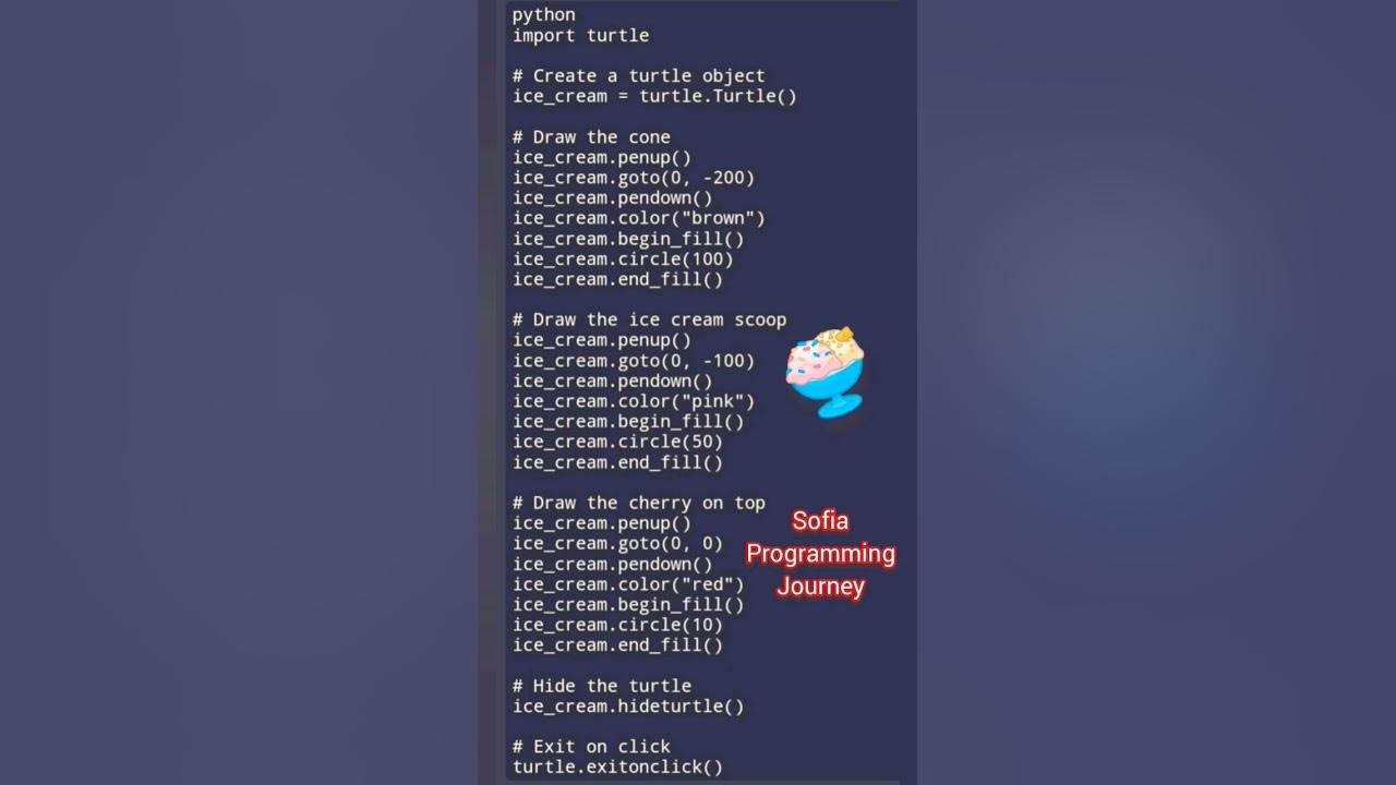 How to draw Ice Cream in Python #python#icecream #selenagomez # ...