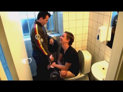 Men pooping in handcuffs