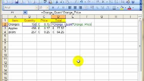 AM 461 Naming cells.Microsoft Excel 2003 ECDL Advanced ITQ3