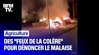 Des agriculteurs ont allumé des "feux de la colère"