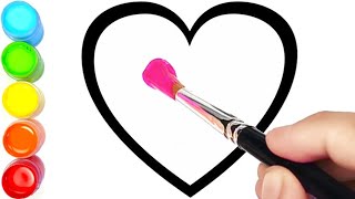 Glitter Heart Drawing Coloring And Painting For Kids Toddlers | Coloring Pages for Children