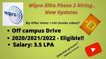 Wipro Elite Phase 2|Mega Recruitment Drive 2022|2021|2020 Batch - Salary 3.5 LPA | EASY PLACEMENT.