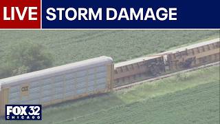 LIVE | SkyFOX shows train toppled during storms near Ransom, Illinois