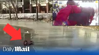 Information Bodycam: Hero police officer rescues child trapped in frozen pond Update