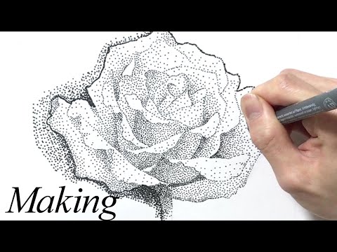 Pointillism Art Rose / How to Draw #StayAtHome - Time Lapse