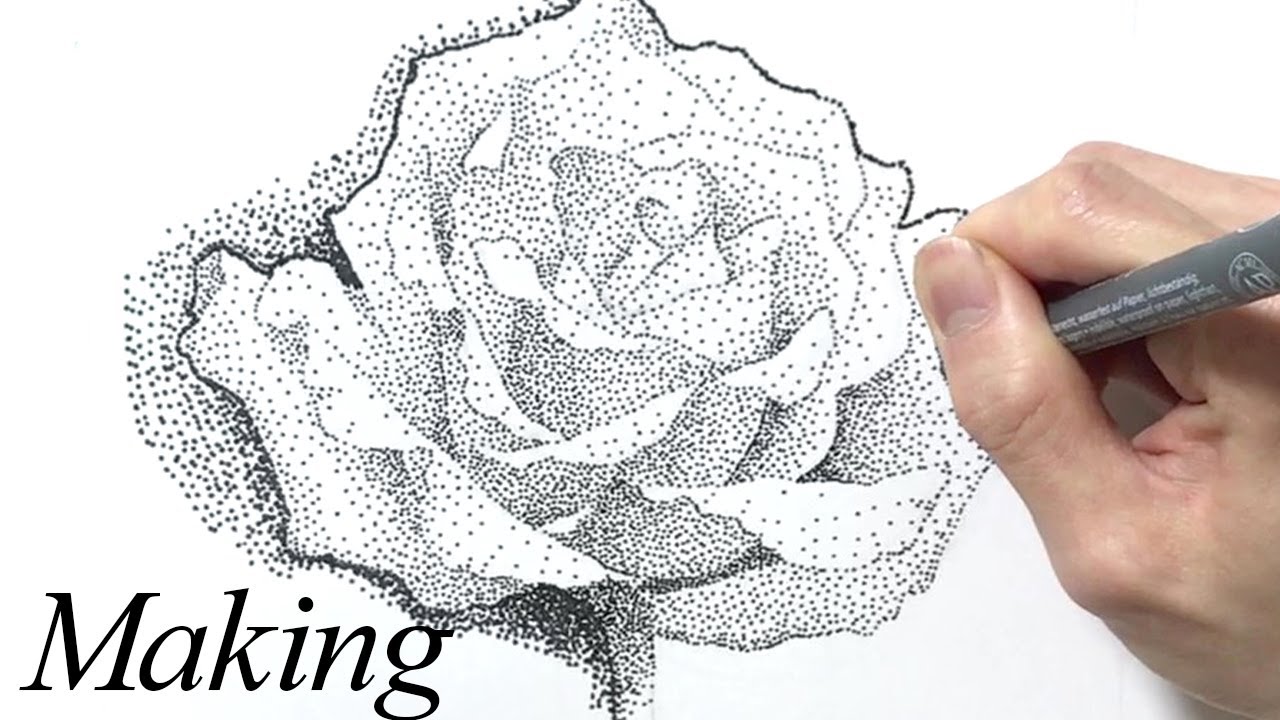 お家で簡単アート 点描画 メイキング バラ Pointillism Art Rose How To Draw Stayathome Youtube