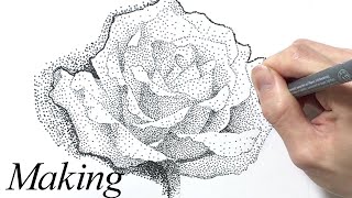 お家で簡単アート『点描画』メイキング（バラ） / Pointillism Art Rose / How to Draw #StayAtHome