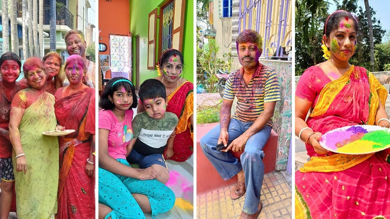 পাড়ার সবাই মিলে খুব মজা করে রং খেললাম // happy holi festival 2024