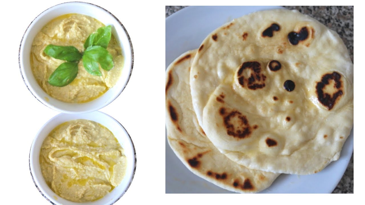 How to make easy and quick homemade chickpeas hummus and flat bread