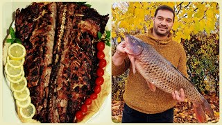 how to roast a large carp fish/كيفية شوي سمكة كرب كبيرة