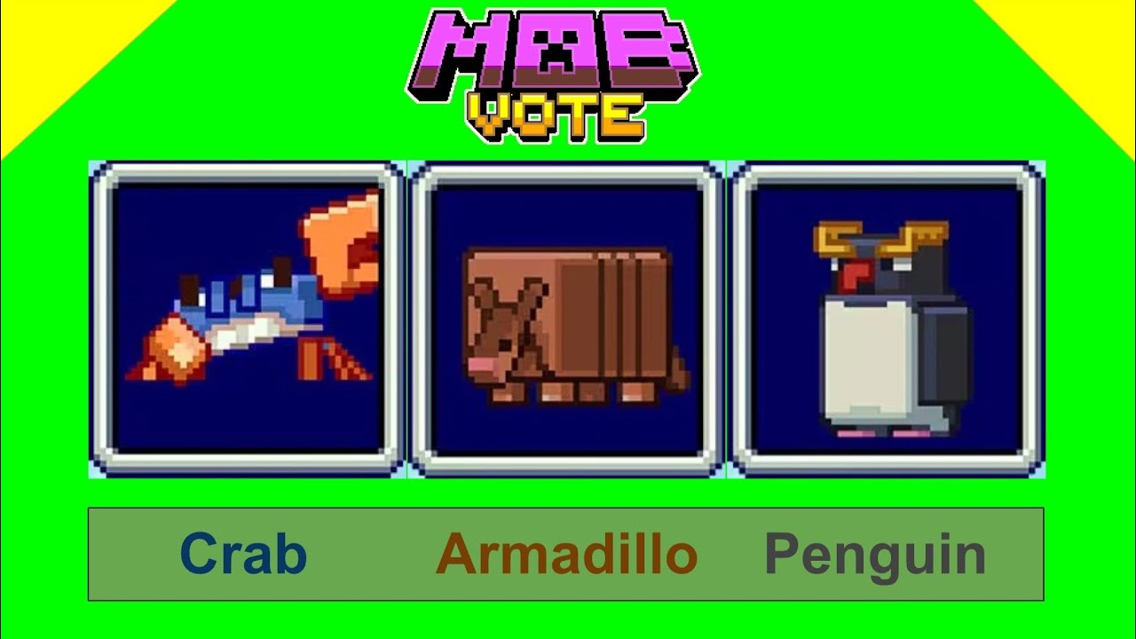 Minecraft 2023 Mob Vote Features Crab Armadillo and Penguin - Minecraft  Blog - Micdoodle8