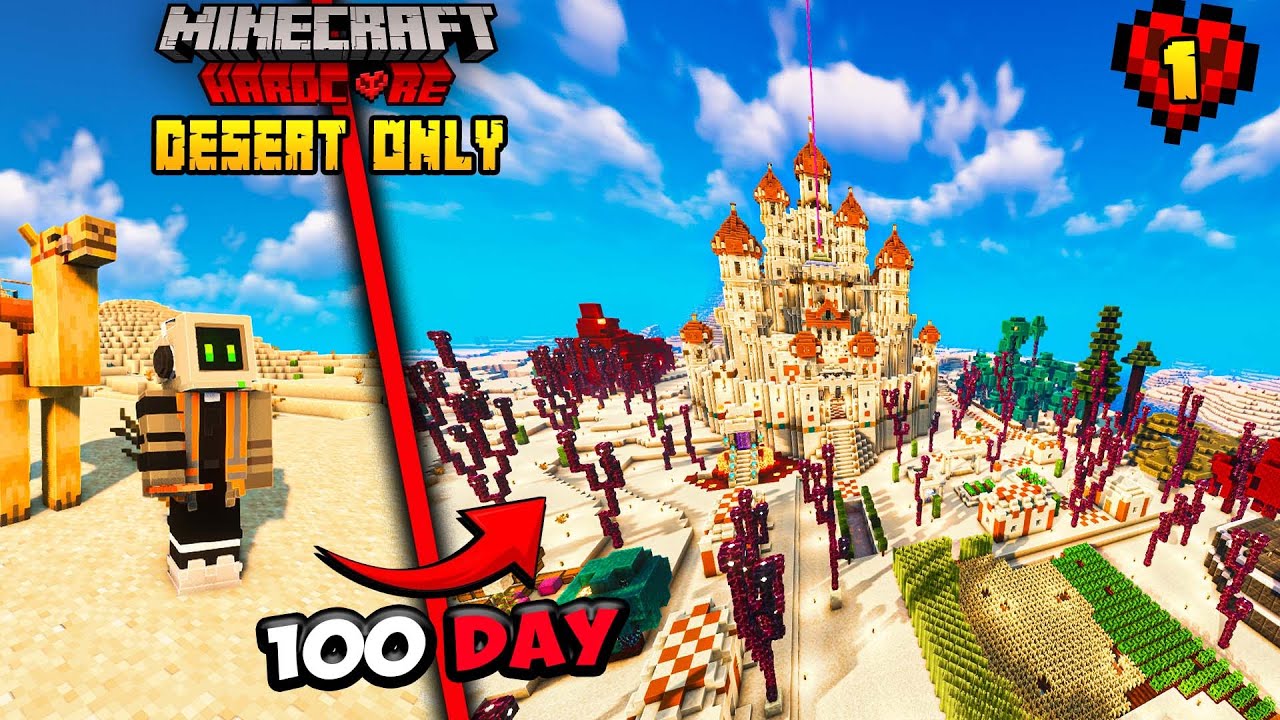 100 Days in Desert Only World in Minecraft Hardcore ( Hindi ) - YouTube