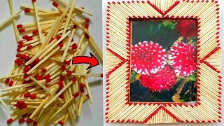 How To Make Photo Frame Matchstick And Cardboard Diy Photo Frame Reuse Matchstick Art.