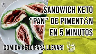 ? SANDWICH KETO CROCANTE CON PAN DE PIMENTON EN 5 MINUTOS | KETO PEPPER SANDWICH | Manu Echeverri