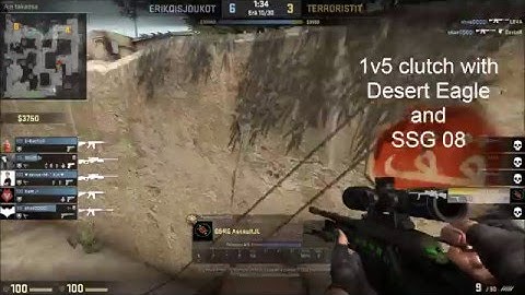 CS:GO - 1v5 clutch + 4x scout kills on [Dust 2]