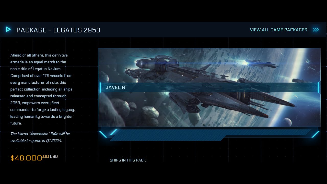StarCitzen- Legatus 2953 Package $48,000
