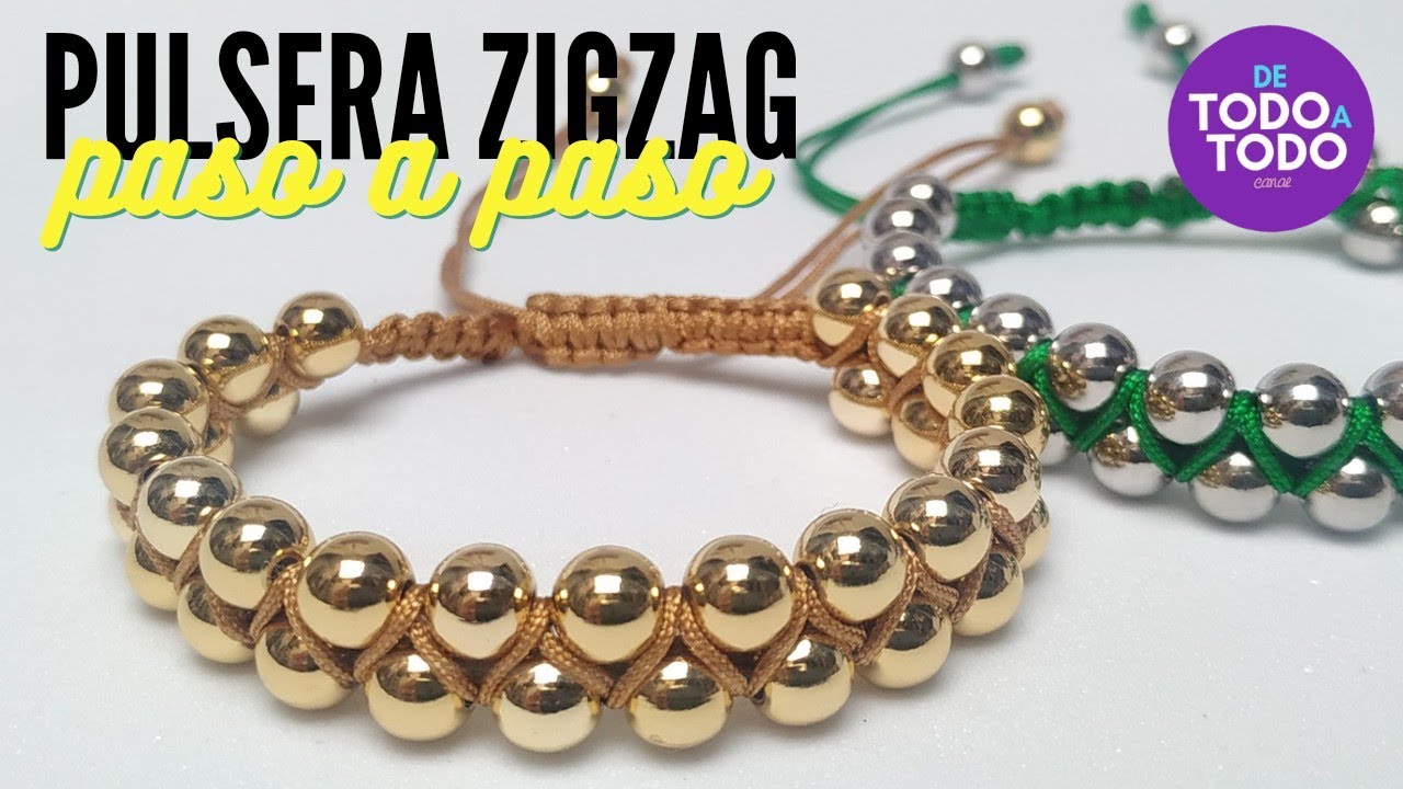 hacer una pulsera en ZIGZAG con balines o piedras? - YouTube