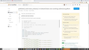 perform() and reset_actions() in ActionChains not working selenium python