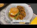 Hamburguesas caseras y aros de cebolla