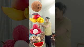 Rounding coconut to Grapes, Mango, lichi &amp;Watermelon - Fruits names magic video