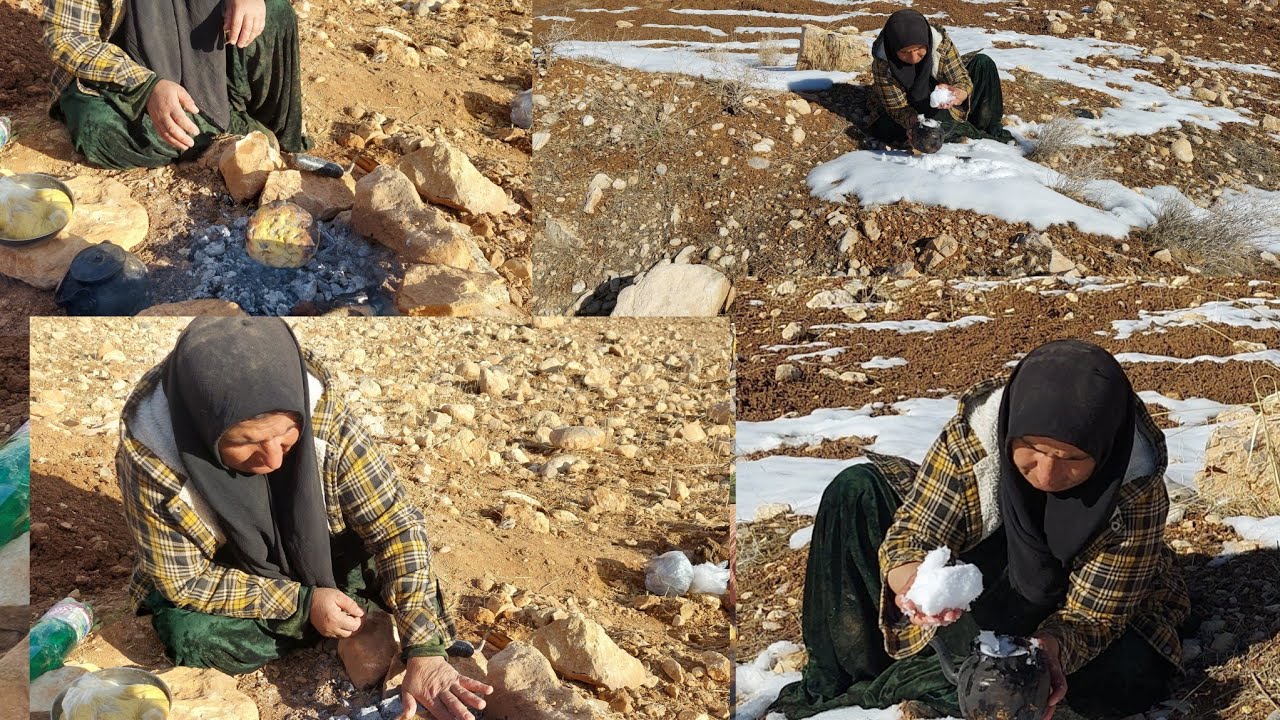 Asih digging her hut and making hot tea