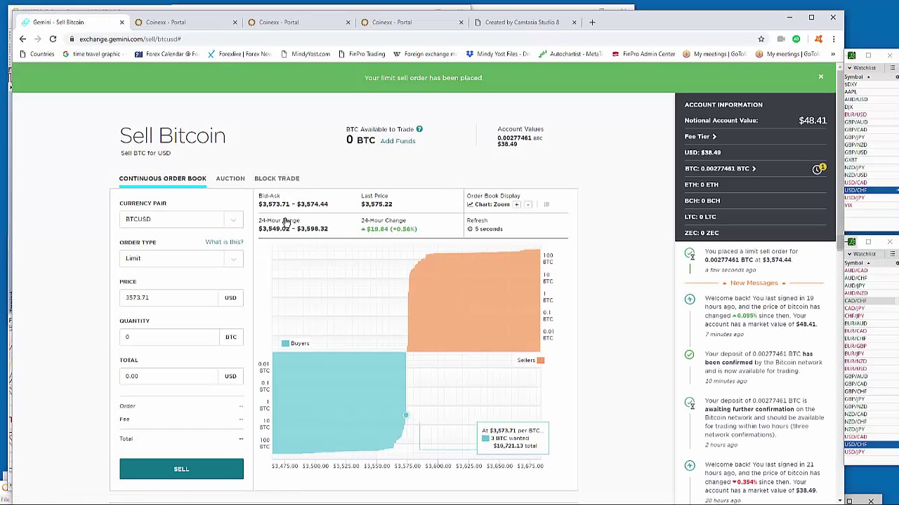 Moving funds from Coinexx to Gemini - YouTube