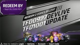 Free Stuff! Use Code TFD0927DEVLIVE \& TFD1001UPDATE I Hope You See This In Time The First Descendant