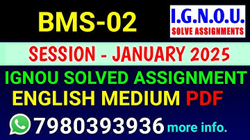 BMS-02 solved assignment 2025 | BMS-02 solved assignment 2025 | Ignou BMS-02 in English