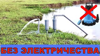Водяная помпа для откачки воды без электричества и насоса