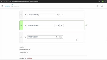 Internshala data science training final test answer key