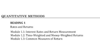 Session number 1 Reading 1 Rates and Returns in Quantitative Methods Topic 07/12/2024