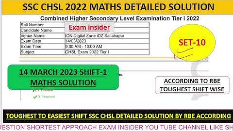 SSC CHSL 2022 Tier-1 math Detailed Solution |14 March 2023 shift1 chsl solution | chsl 2022 solution