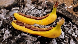 Kamp Ateşinde Çikolatalı Muz | En Güzel Kamp Tatlısı | Banana With Chocolate Over The Campfire