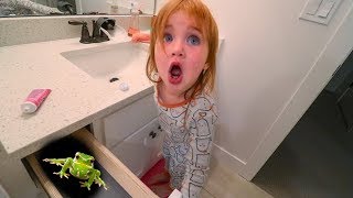 Adley Bedtime Routine!! (watch out for pet Frogs)