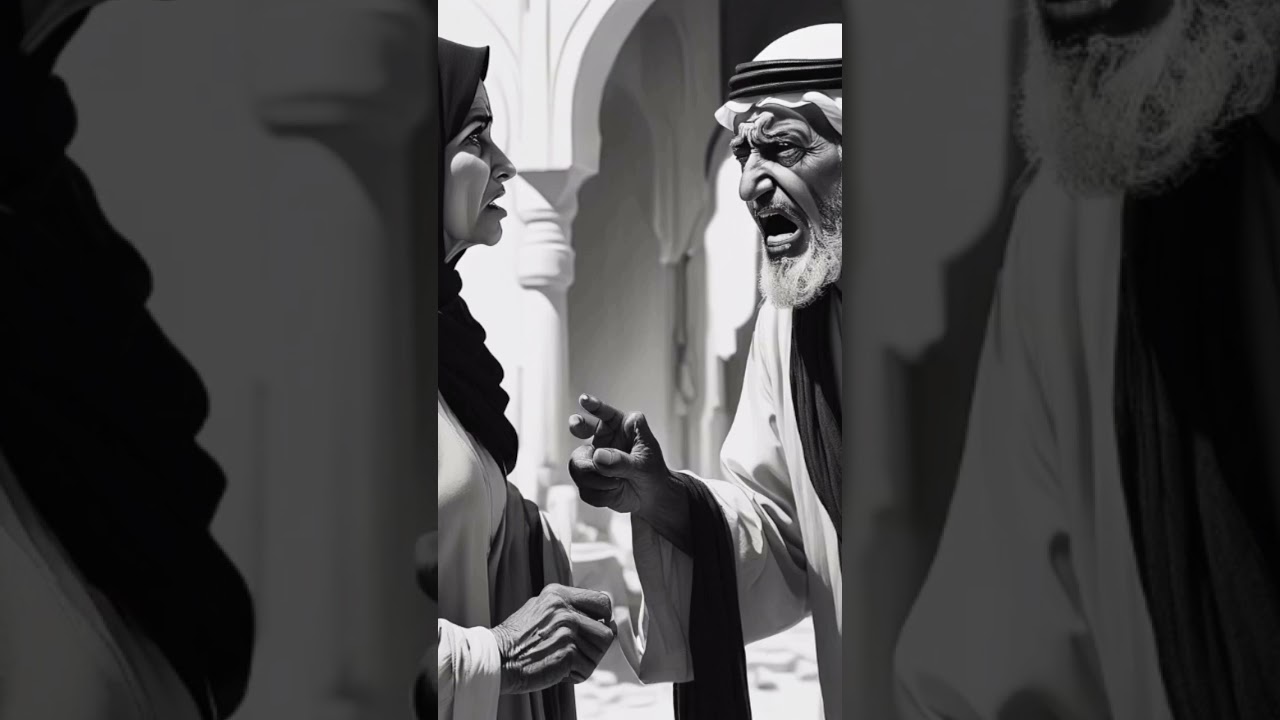 Arab merchant arguing with his witch wife 
