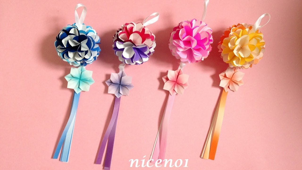 折り紙 七夕飾り 可愛い花のくす玉飾りの作り方 Origami Flower Kusudama Decoration Tutorial Niceno1 Youtube