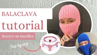 Knitting BALACLAVA Beanie free pattern (ADDI Express or Sentro knitting Machine 48 needles)