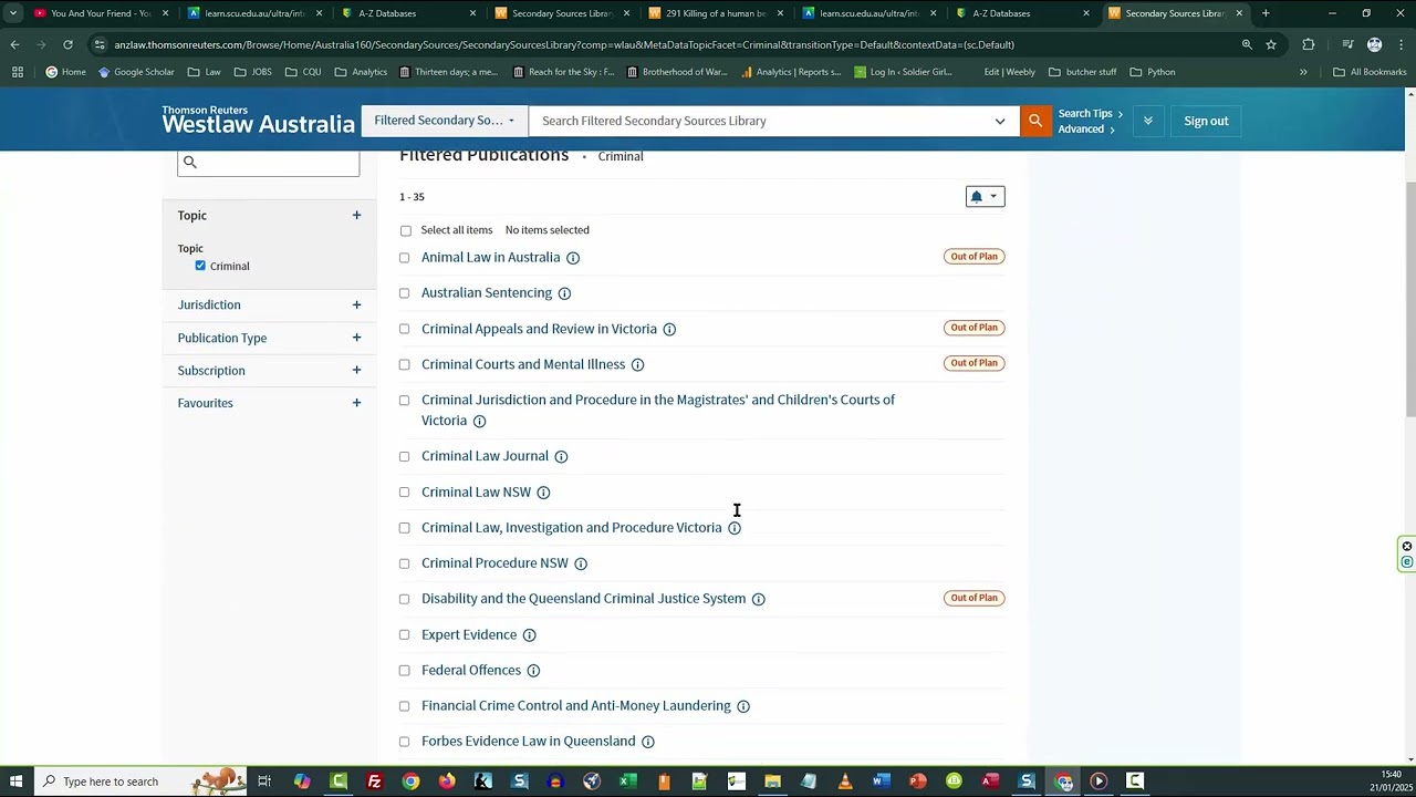 Secondary Sources - Annotated -  Legislation - Includes relevant Cases