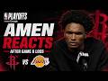 Amen Thompson reacts after game 6 loss vs Lakers