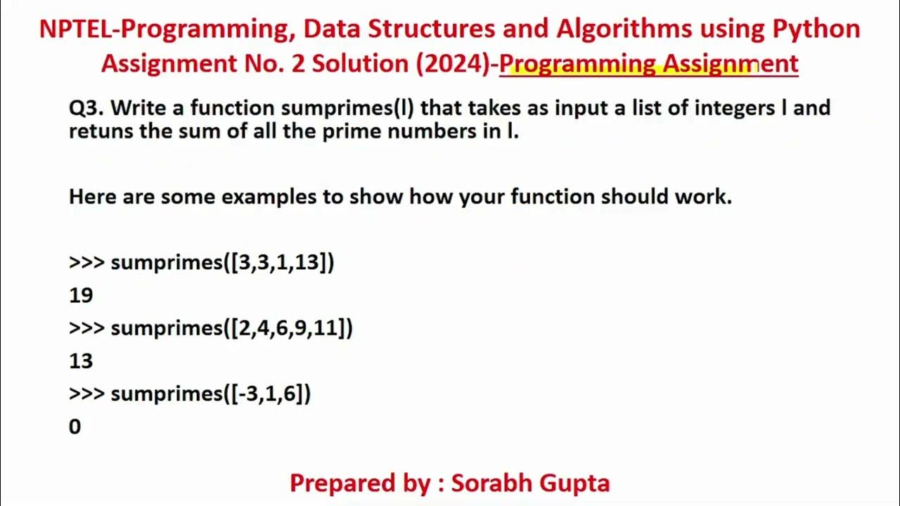 NPTEL-Programming, Data Structures and Algorithms using Python ...