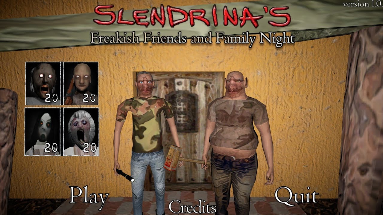 The Twins with Granny Family in Slendrina's Freakish Friends and Family  Night 