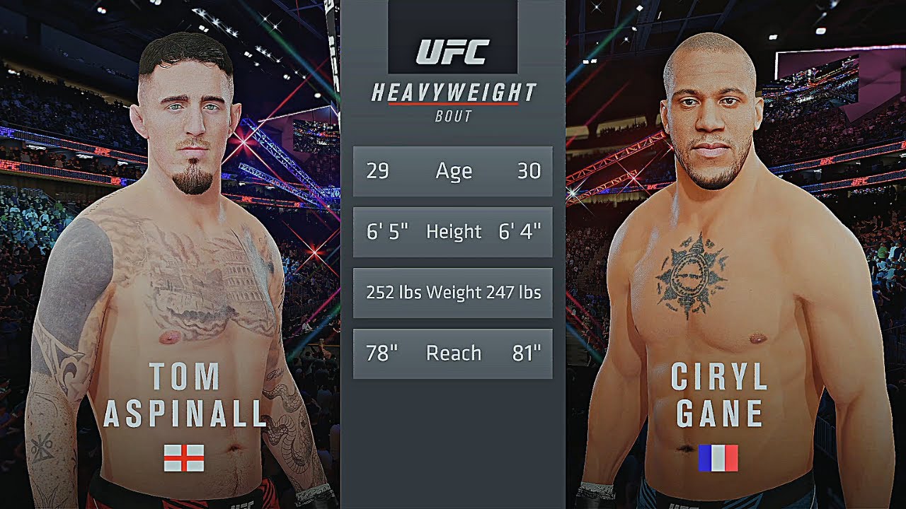Tom Aspinall Vs. Ciryl Gane UFC 4 Gameplay (Legendary Difficulty) (AI Vs AI) (PS5) YouTube