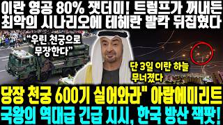 이란 영공 80% 잿더미! 트럼프가 꺼내든 최악의 시나리오에 테헤란 발칵 뒤집혔다 | 당장 천궁 600기 실어와라" 아랍에미리트국왕의 역대급 긴급 지시, 한국 방산 잭팟!