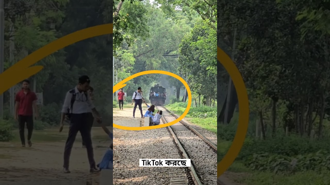Careless stupid people making tiktok, train coming. 