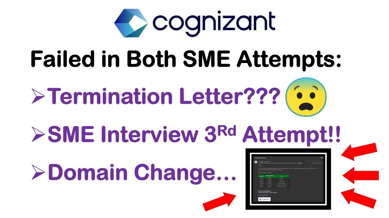 Cognizant SME interview 3rd attempt?|  Failed in Both Attempts of SME| Cognizant Termination mail